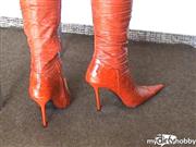 Fifty-hot-Lady – 11cm Rote Lackstiefel