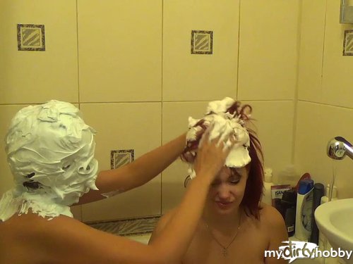 RussianBeauty - We are put a lot of shaving foam in each other heads and hair