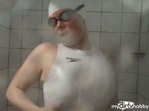 whiteswimsuit - Wear on Latex Swimsuit in the Shower