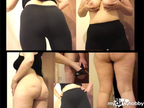 nylonwife - Microfase Leggins cameltoe, Arschkreisen und high heels