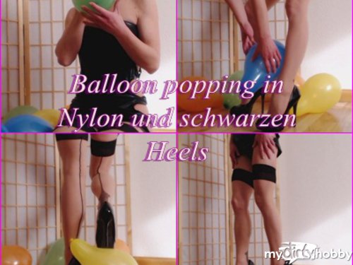 hot-nicole - Balloon popping - In Nylon und Heels