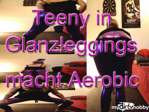 Fetisch-Studentin-Kare - Teeny in Glanzleggings macht Aerobic