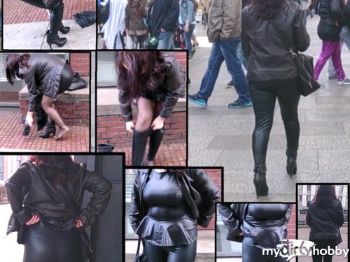 nylonwife - Latexleggins Skandal ! Mitten im Karneval Public umgezogen