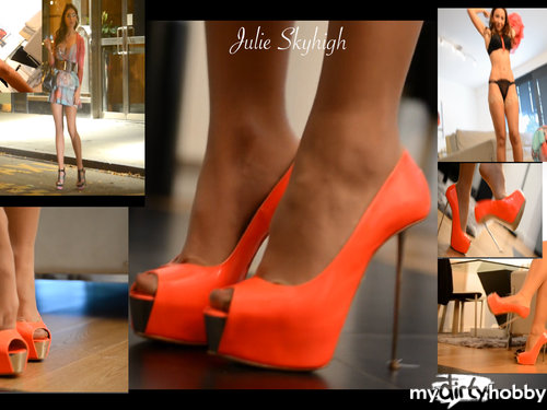 julieskyhigh - fitting my new pumps in floating minidress stockings