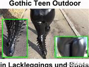 Fetisch-Studentin-Kare – Gothic Teen Outdoor in Lackleggings und Boots