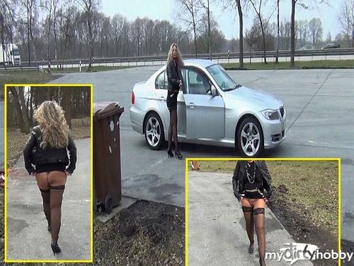 RosellaExtrem - Public UpSkirt-Nylon-Walk Autobahn A1!