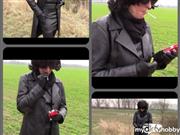 bondageangel – Walk and smoke on field in leather