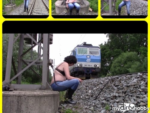 bondageangel - At the railway tracks in wet jeans and with handcuffs