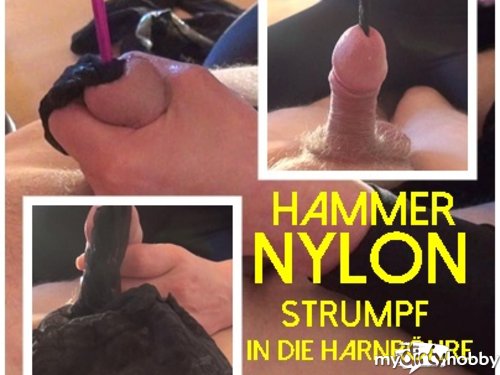 Darkbaby83 - HAMMER NYLON Strumpf in die Harnröhre gestopft