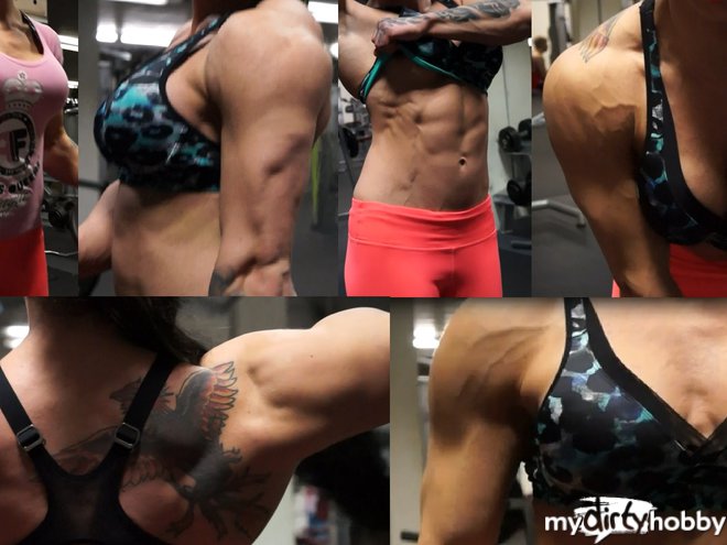 SmokingMuscleGirl in Muscle Fetish: Biceps Curls & Muscle Posing!!!