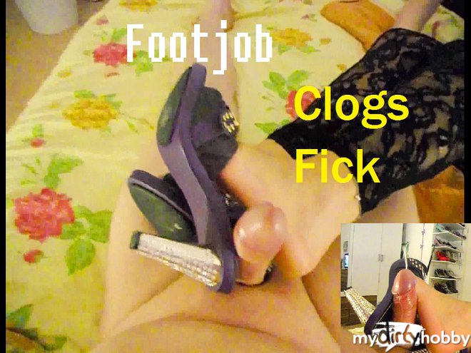 Footjob-Paar - Footjob - heftiger Clogs Fick