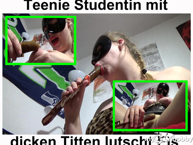 Fetisch-Studentin-Kare - Teenie Studentin mit dicken Titten lutscht Eis