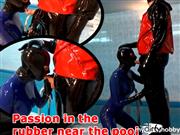 Xozt – Passion in the rubber near the pool (part 1 – blow job)