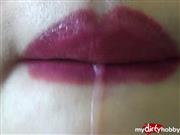 RussianBeauty – Spit play with a big painted by lipstick lips