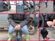 Gabby30 – walking boots in a public place