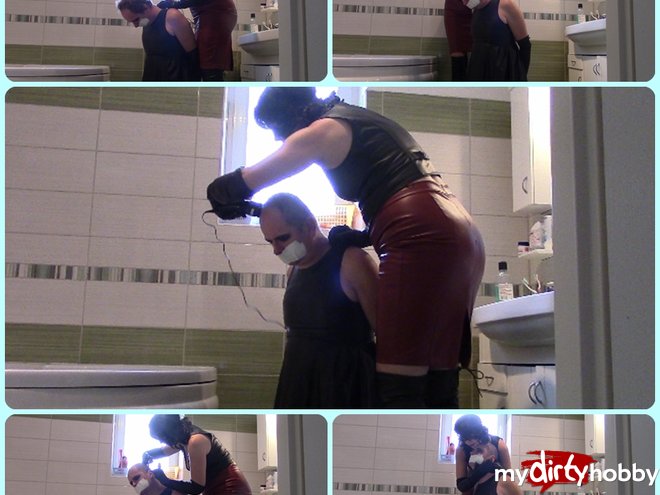 bondageangel in My leather slavegirl, part: Hair shaving